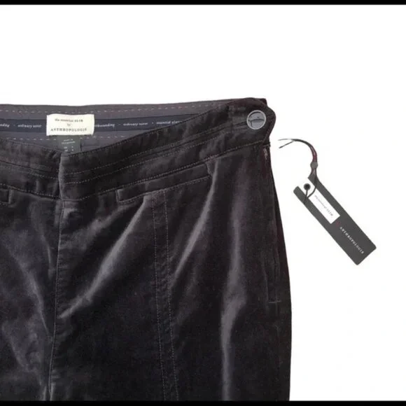✨NWT Anthropologie Black Velvet Slim Trousers | Size 4 | Office Chic✨ - Picture 5 of 7